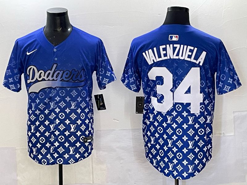 Men Los Angeles Dodgers #34 Valenzuela Blue Nike 2025 MLB jersey 01->los angeles dodgers->MLB Jersey